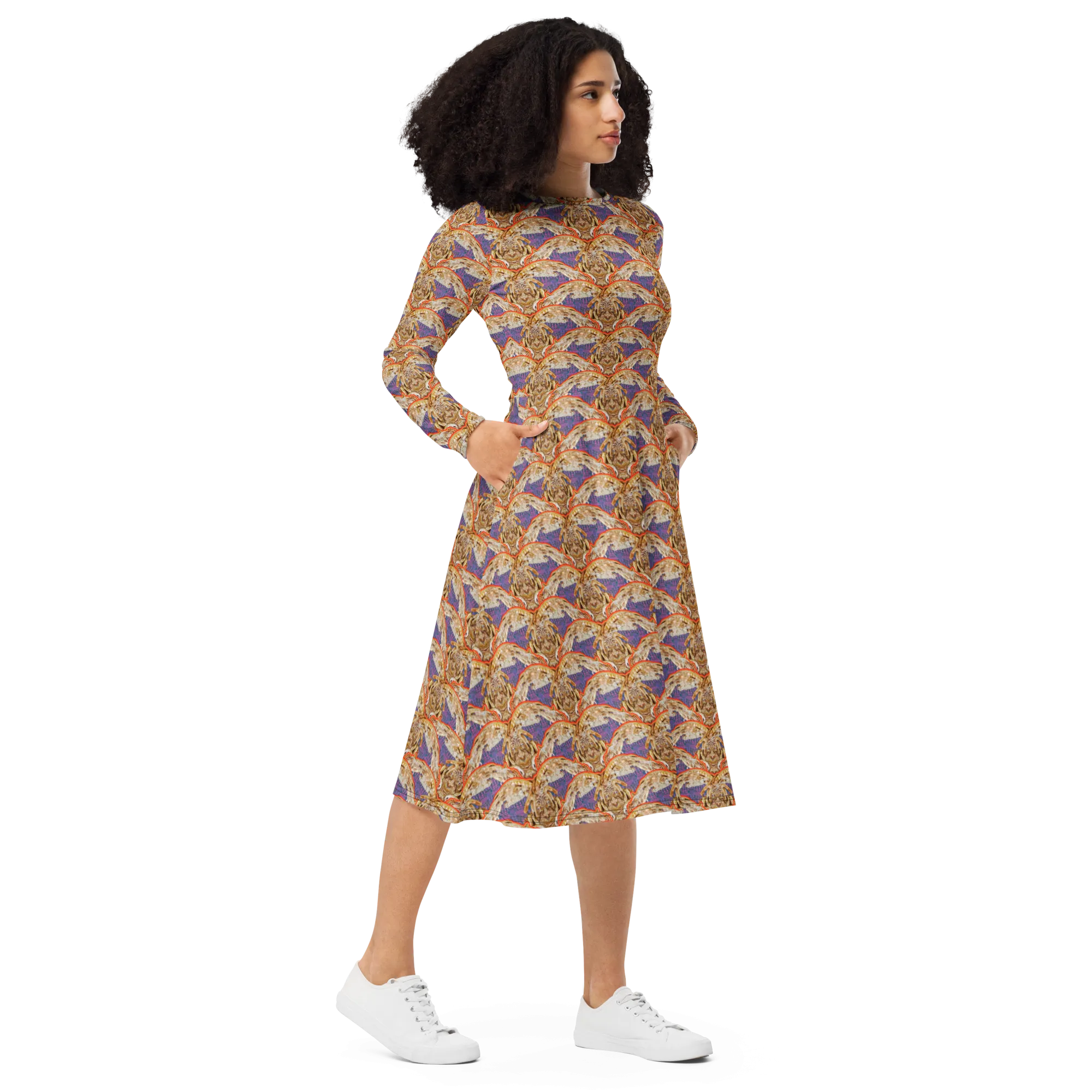 Long Sleeve Midi Dress (Her/Muliebris)(Rind#6 Ouroboros Butterfly Purple Logo) RJSTHS2022 RJS