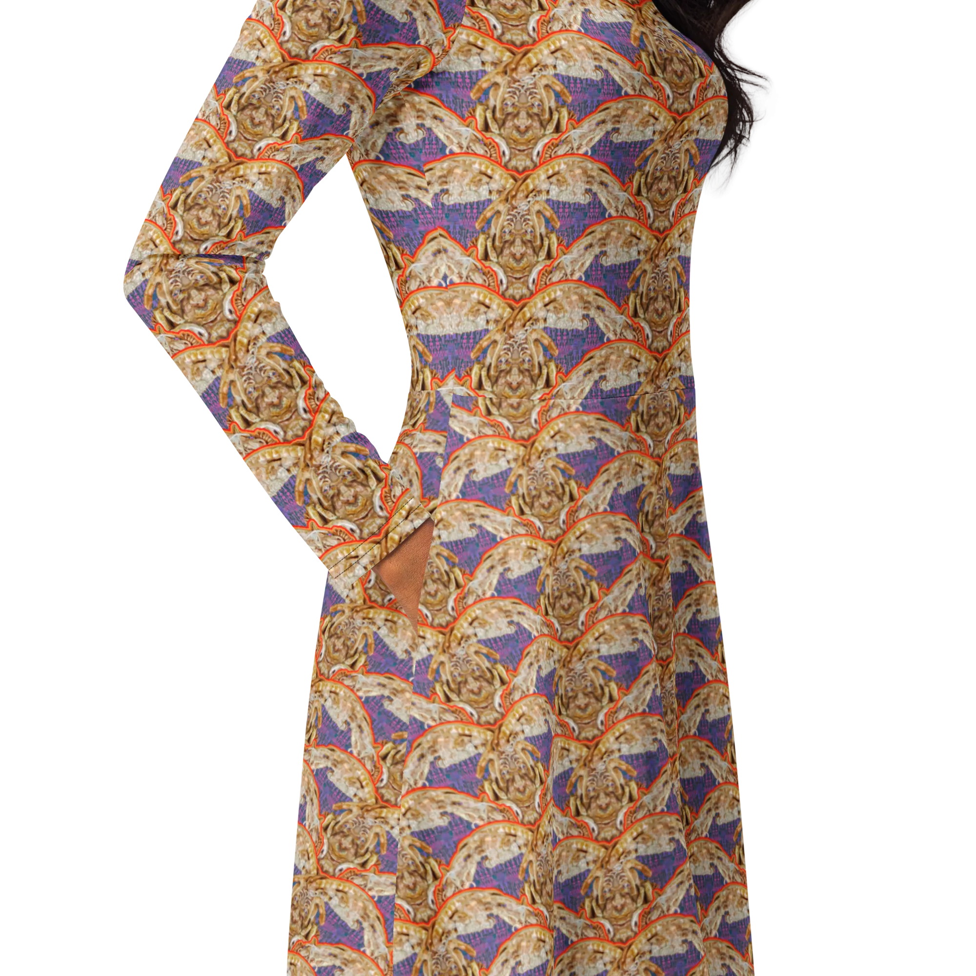 Long Sleeve Midi Dress (Her/Muliebris)(Rind#6 Ouroboros Butterfly Purple Logo) RJSTHS2022 RJS