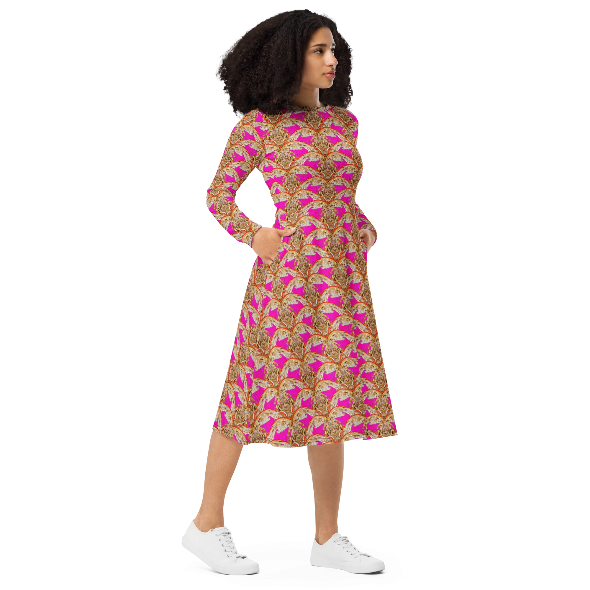Long Sleeve Midi Dress (Her/Muliebris)(Rind#7 Ouroboros Butterfly Pink Logo) RJSTHS2022 RJS