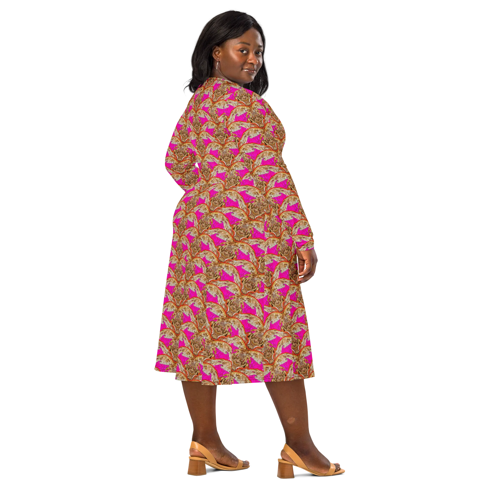Long Sleeve Midi Dress (Her/Muliebris)(Rind#7 Ouroboros Butterfly Pink Logo) RJSTHS2022 RJS
