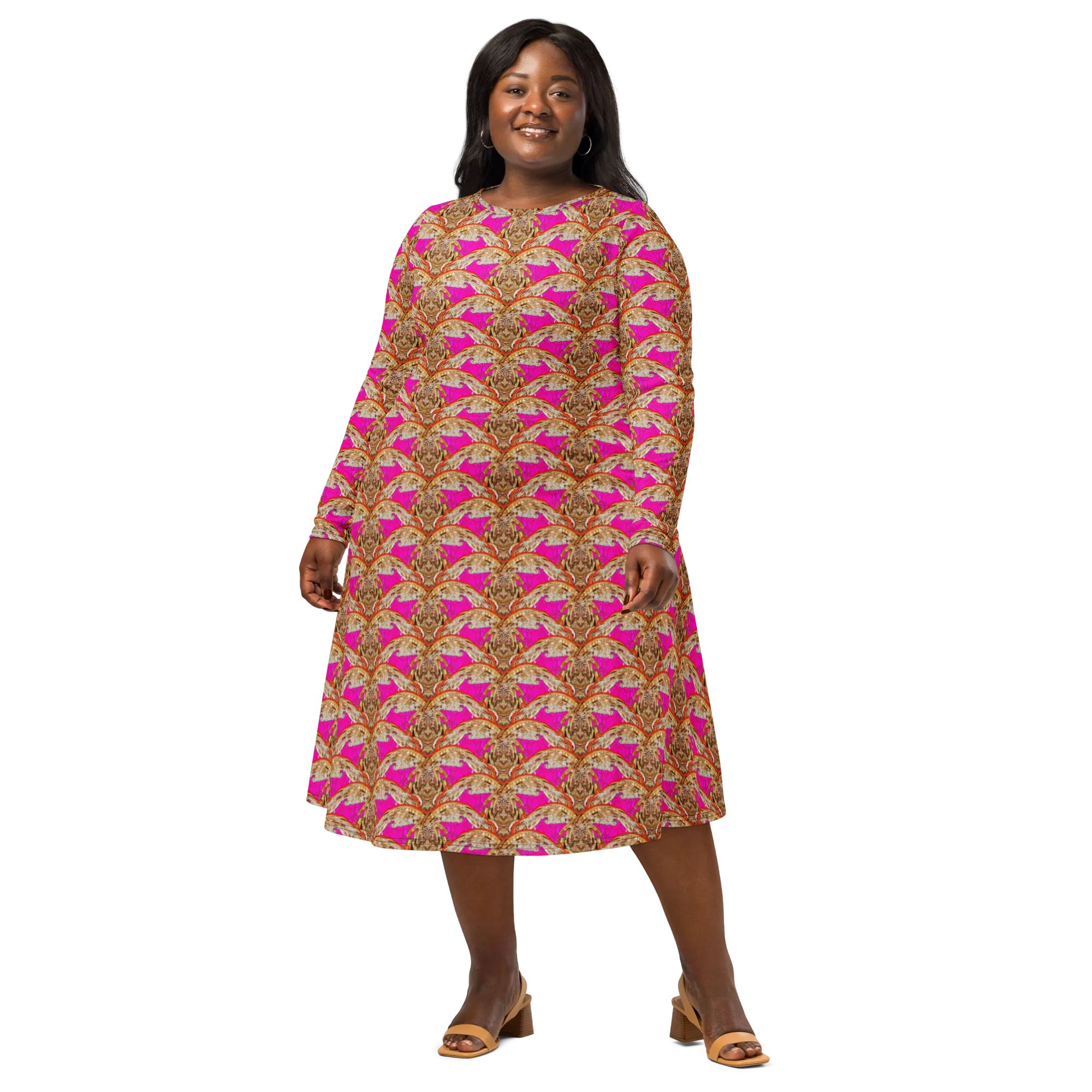 Long Sleeve Midi Dress (Her/Muliebris)(Rind#7 Ouroboros Butterfly Pink Logo) RJSTHS2022 RJS
