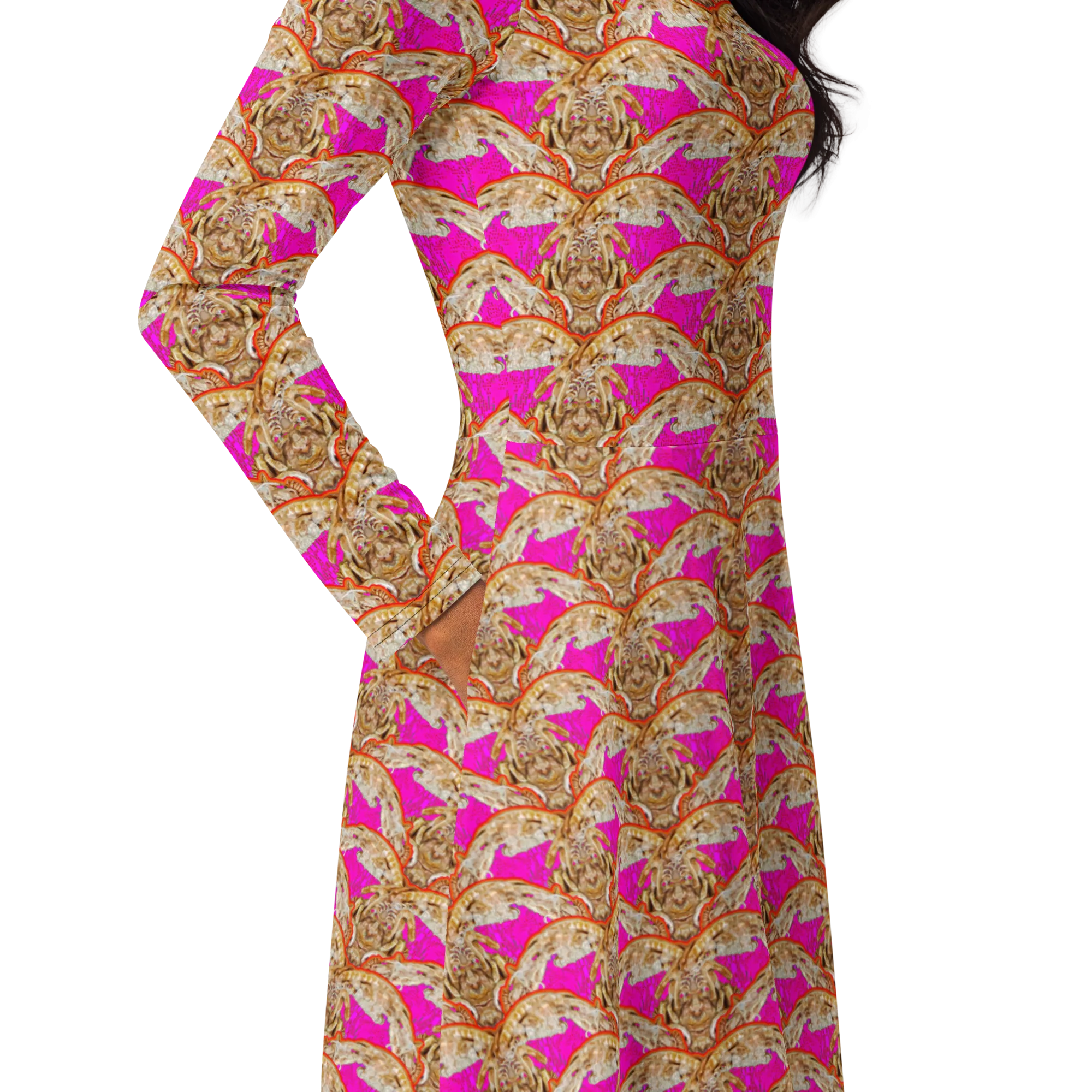 Long Sleeve Midi Dress (Her/Muliebris)(Rind#7 Ouroboros Butterfly Pink Logo) RJSTHS2022 RJS