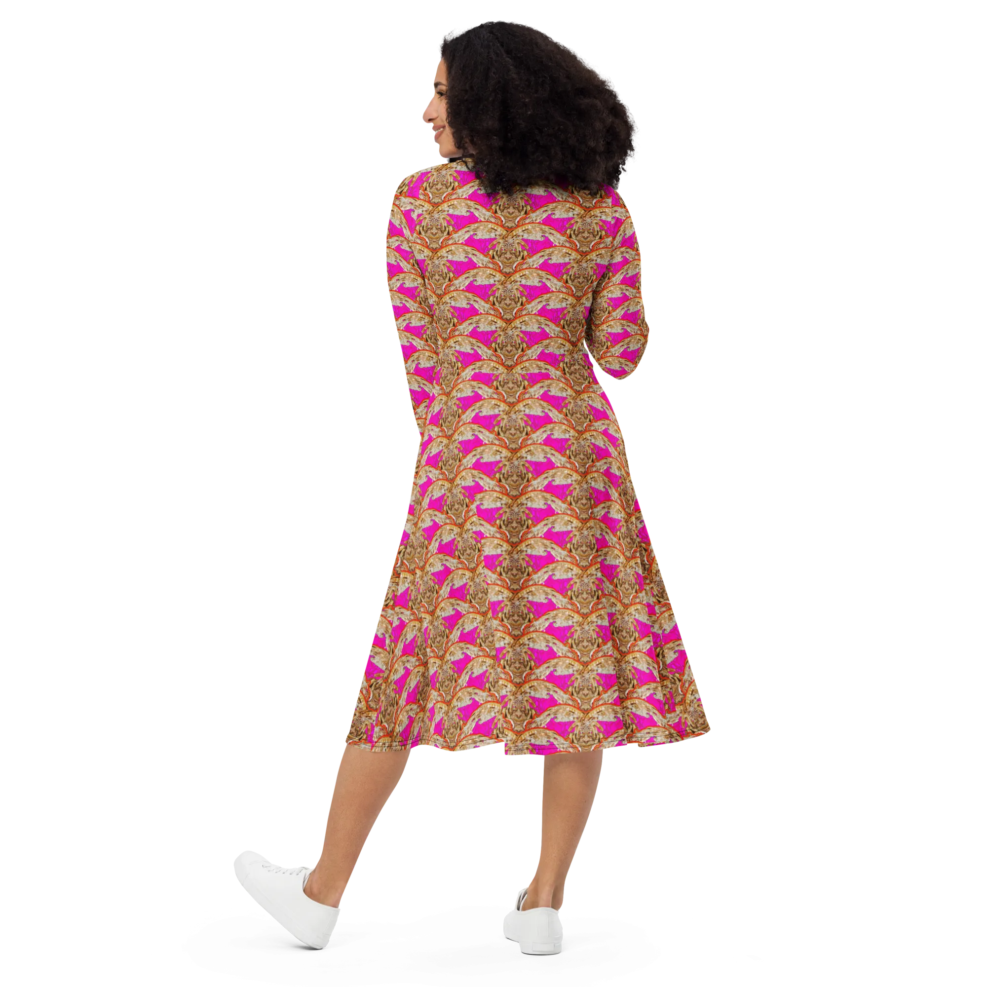 Long Sleeve Midi Dress (Her/Muliebris)(Rind#7 Ouroboros Butterfly Pink Logo) RJSTHS2022 RJS