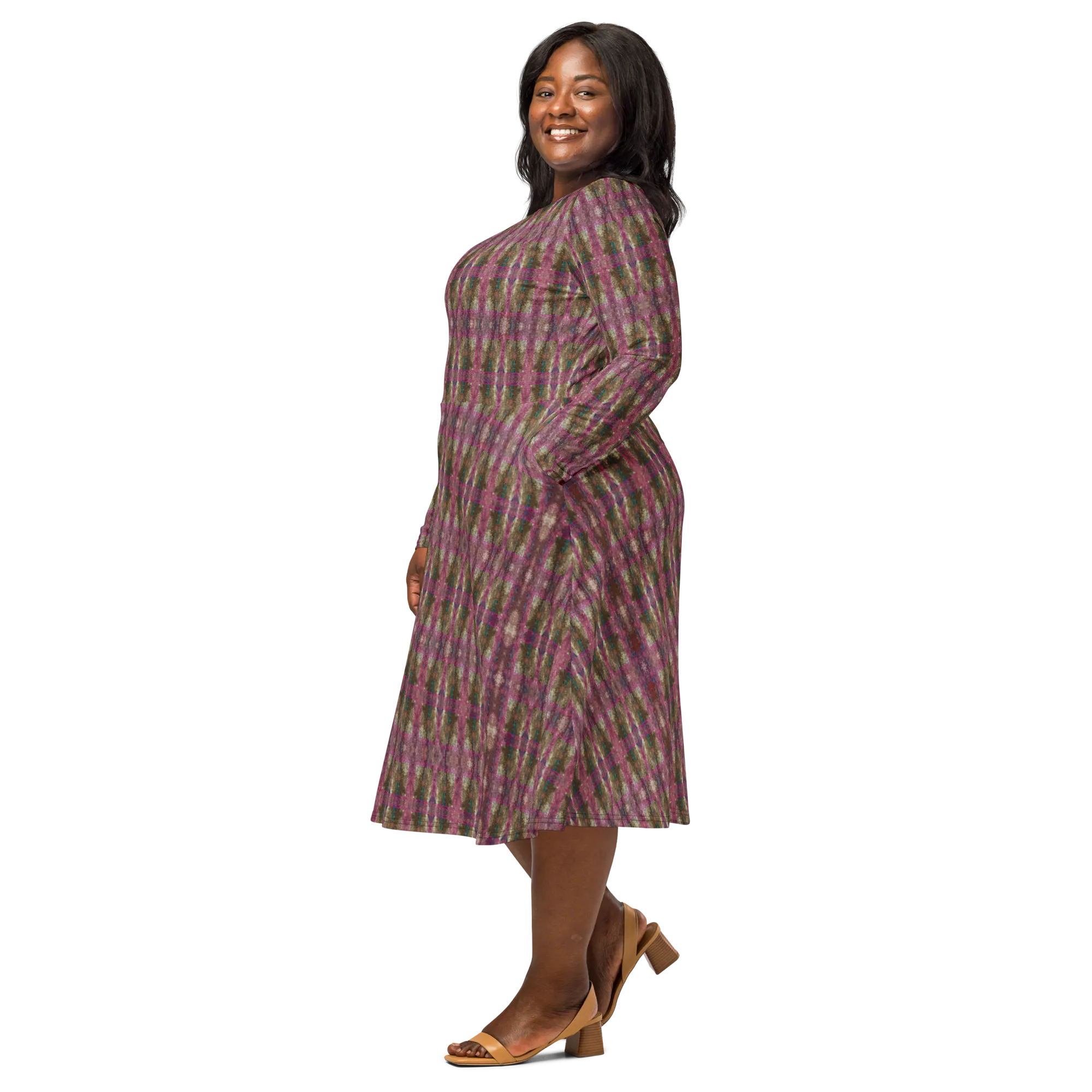 Long Sleeve Midi Dress (Her/Muliebris)(RJSTH@Fabric#6/PINK) RJSTHS2022 RJS