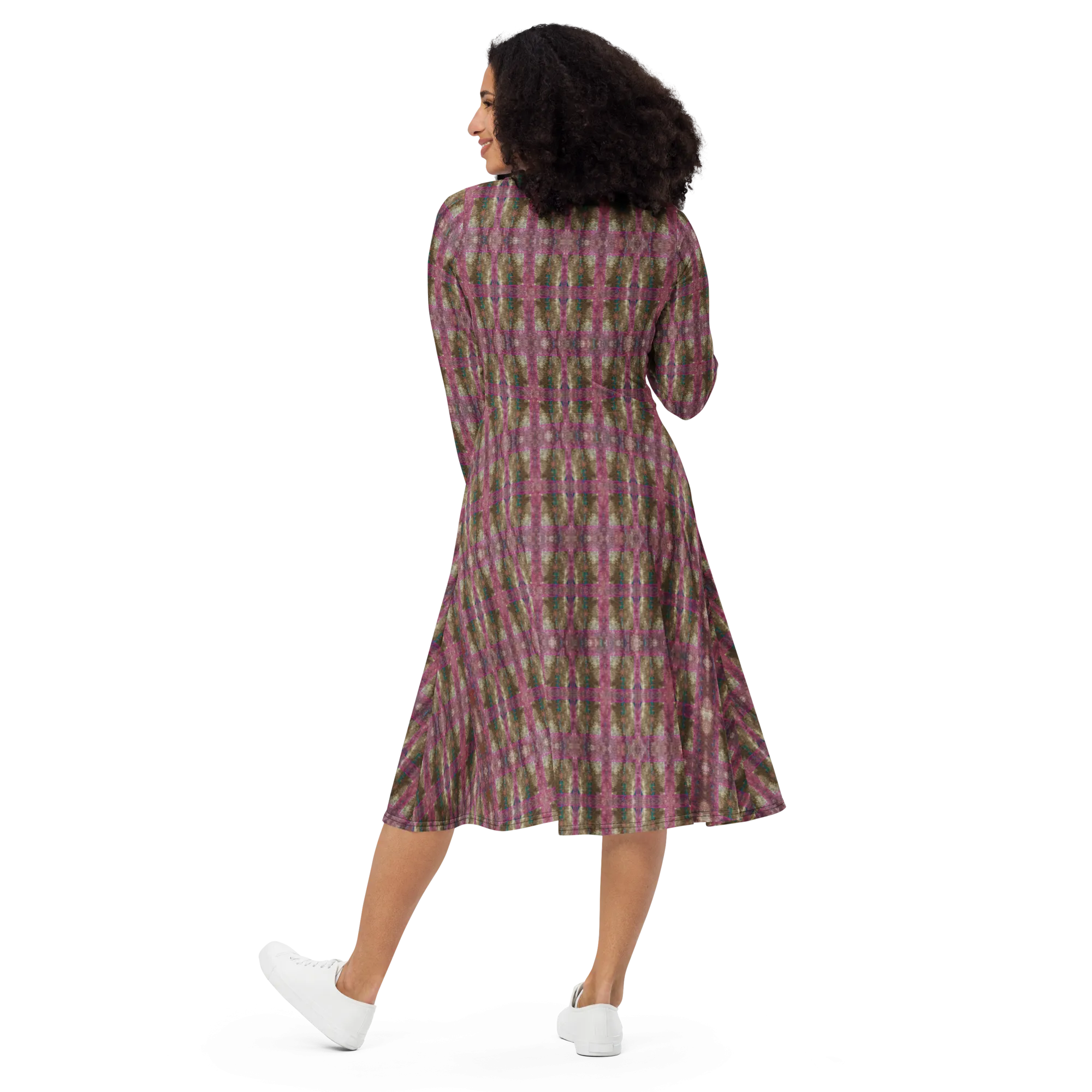 Long Sleeve Midi Dress (Her/Muliebris)(RJSTH@Fabric#6/PINK) RJSTHS2022 RJS