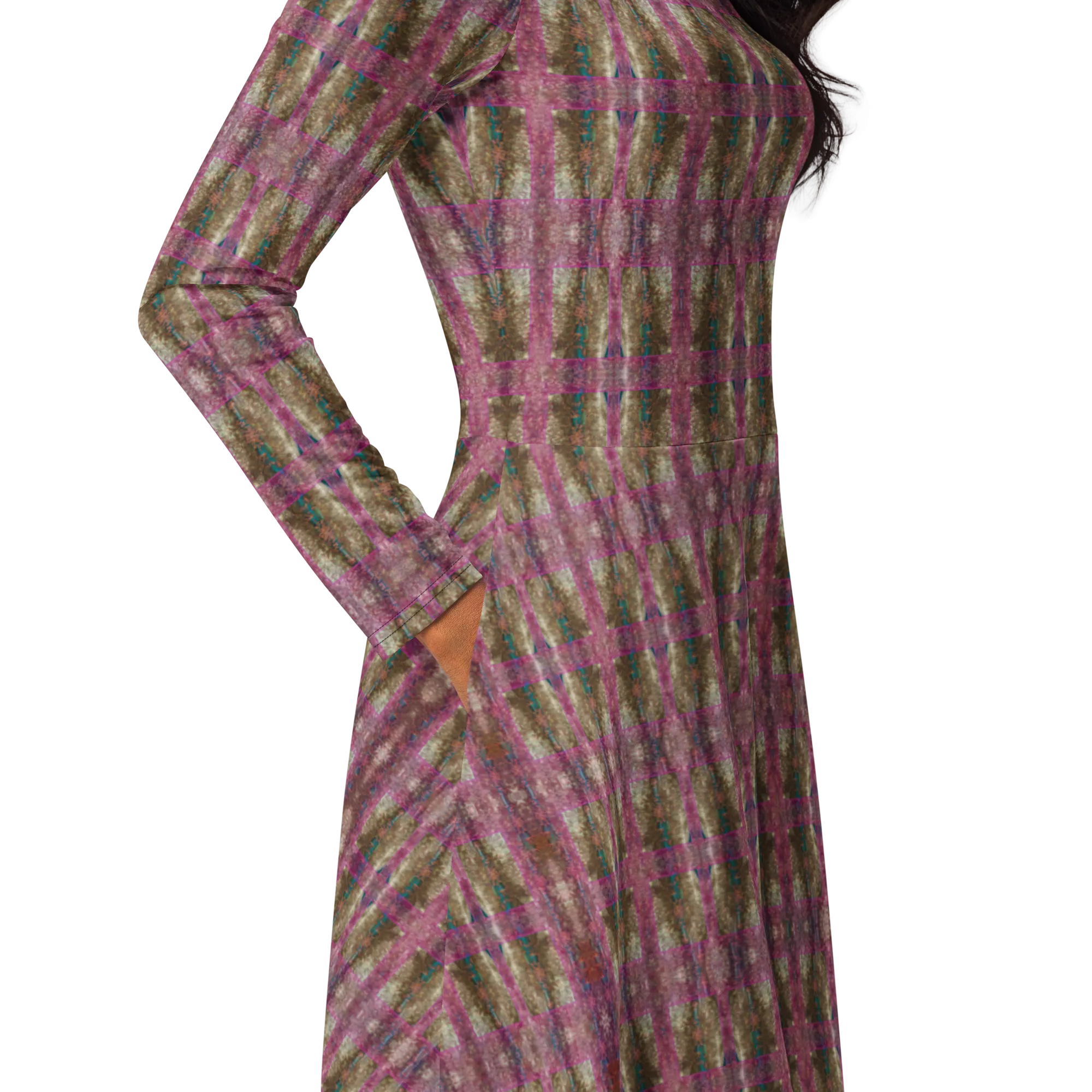 Long Sleeve Midi Dress (Her/Muliebris)(RJSTH@Fabric#6/PINK) RJSTHS2022 RJS