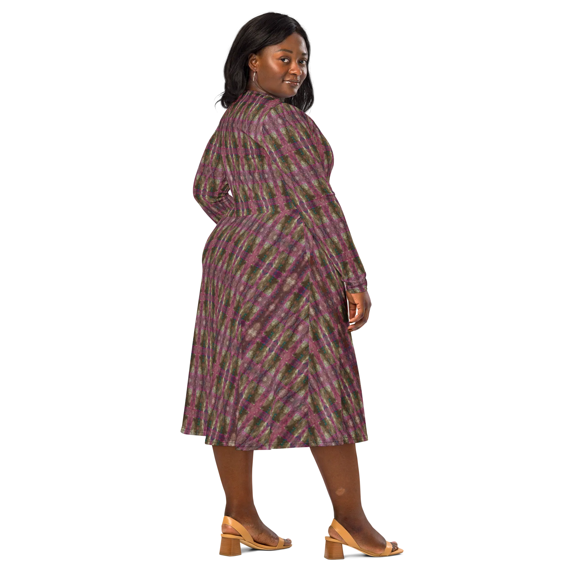 Long Sleeve Midi Dress (Her/Muliebris)(RJSTH@Fabric#6/PINK) RJSTHS2022 RJS