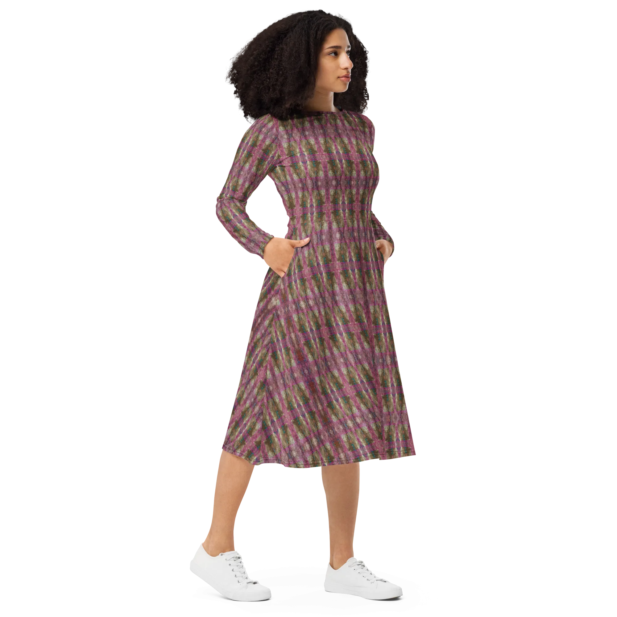 Long Sleeve Midi Dress (Her/Muliebris)(RJSTH@Fabric#6/PINK) RJSTHS2022 RJS