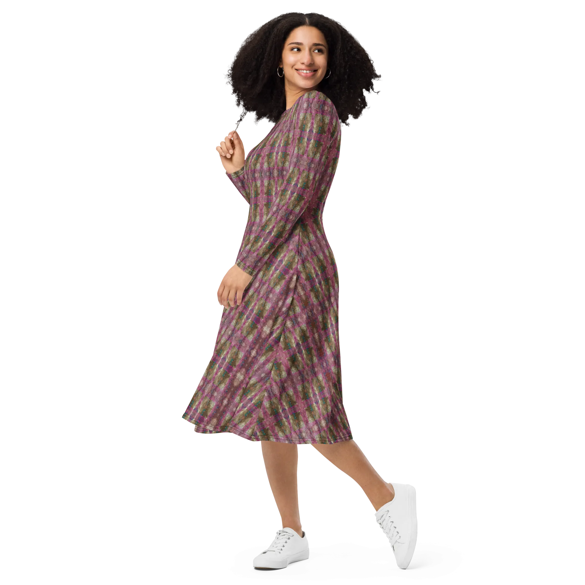 Long Sleeve Midi Dress (Her/Muliebris)(RJSTH@Fabric#6/PINK) RJSTHS2022 RJS