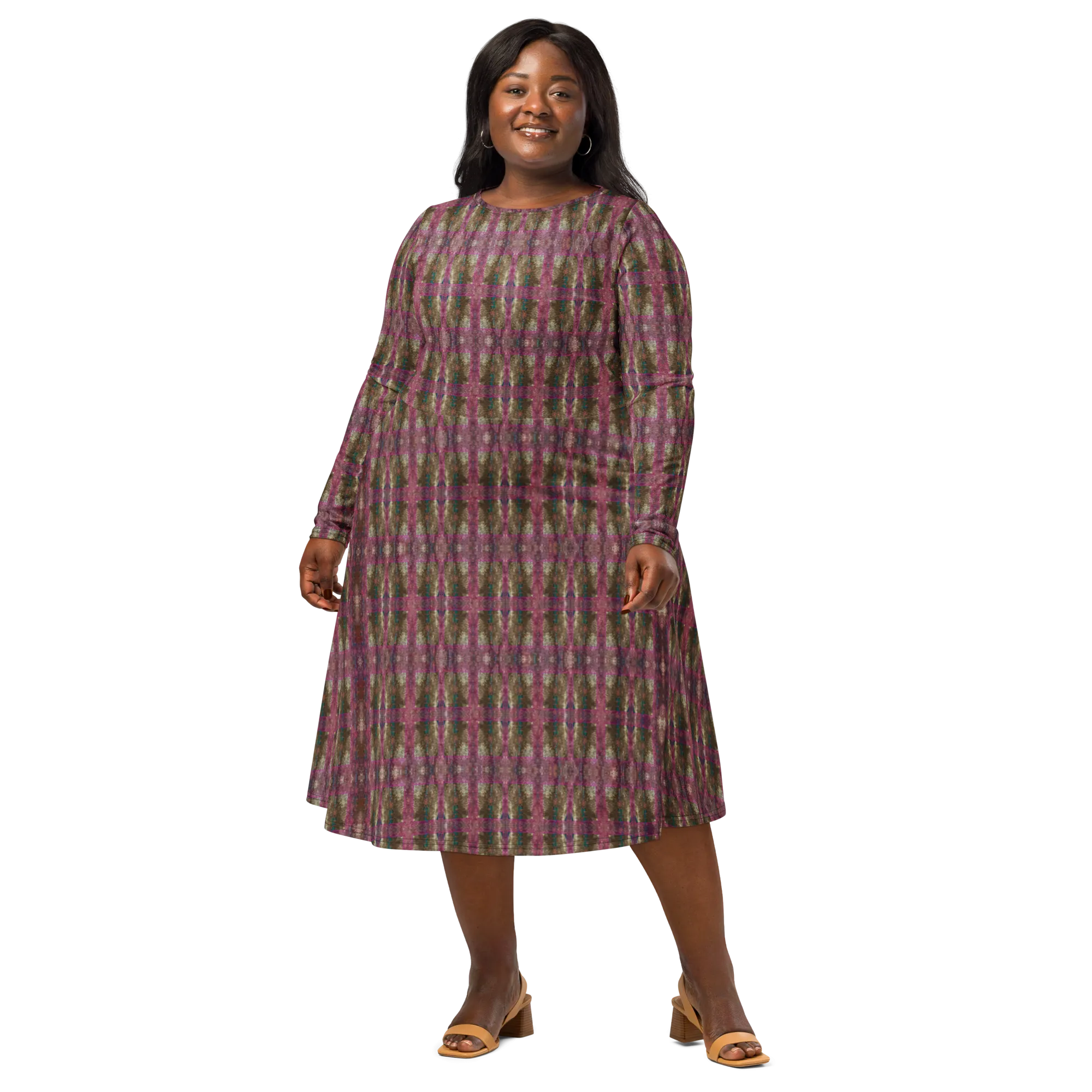 Long Sleeve Midi Dress (Her/Muliebris)(RJSTH@Fabric#6/PINK) RJSTHS2022 RJS