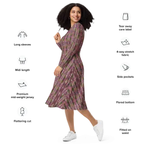 Long Sleeve Midi Dress (Her/Muliebris)(RJSTH@Fabric#6/PINK) RJSTHS2022 RJS
