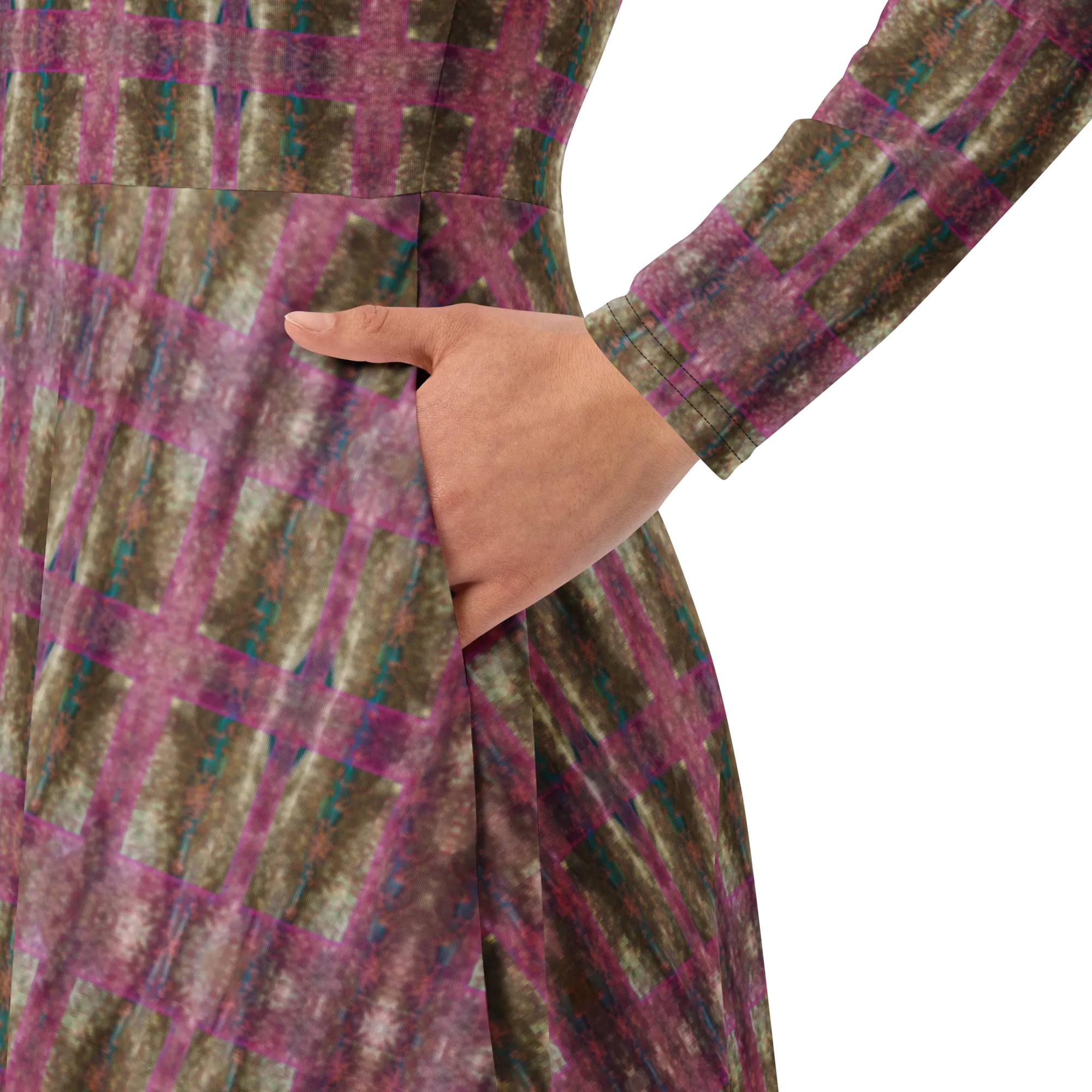 Long Sleeve Midi Dress (Her/Muliebris)(RJSTH@Fabric#6/PINK) RJSTHS2022 RJS