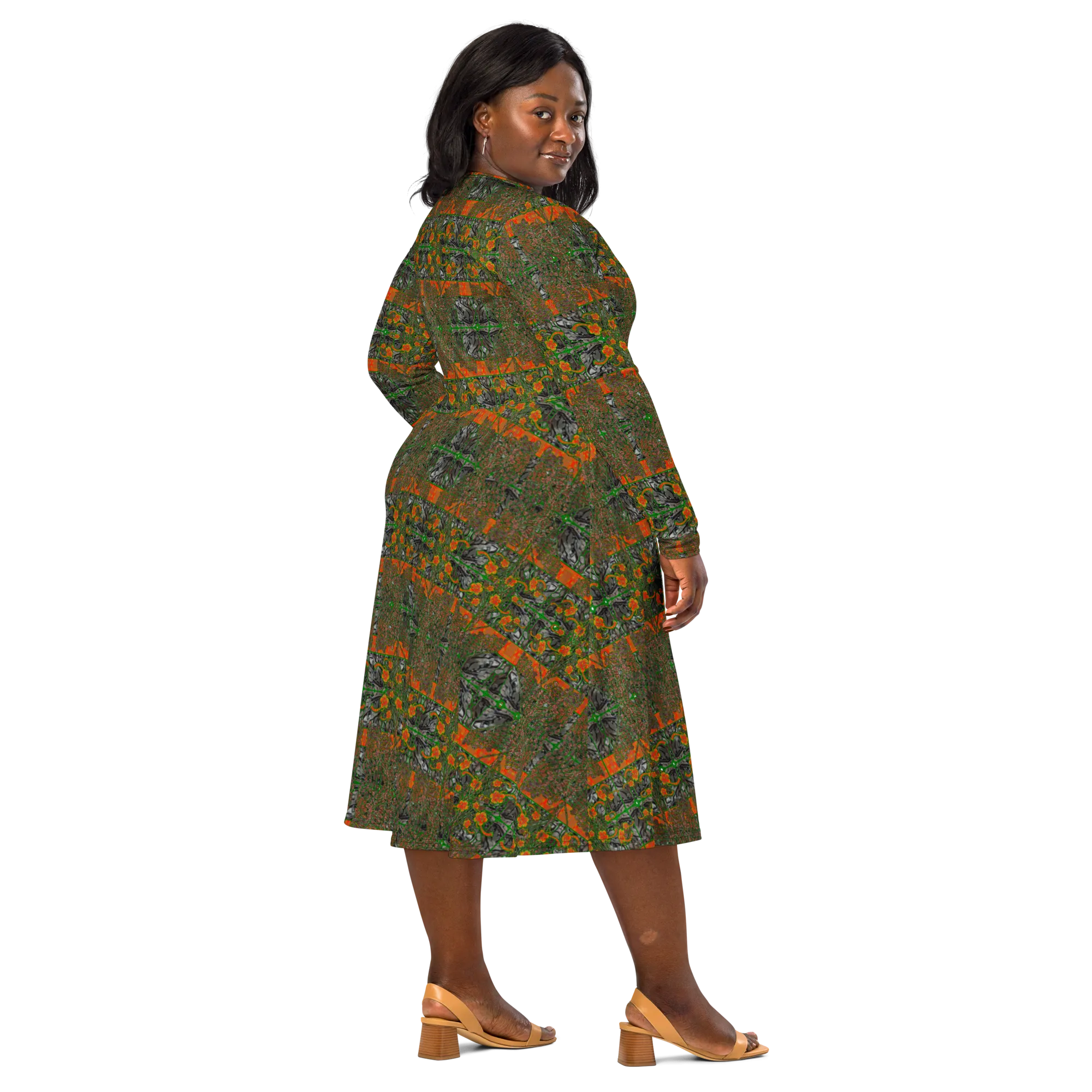 Long Sleeve Midi Dress (Her/Muliebris)(Tree Link WindSong Flower) RJSTH@Fabric#2 RJSTHS2022 RJS