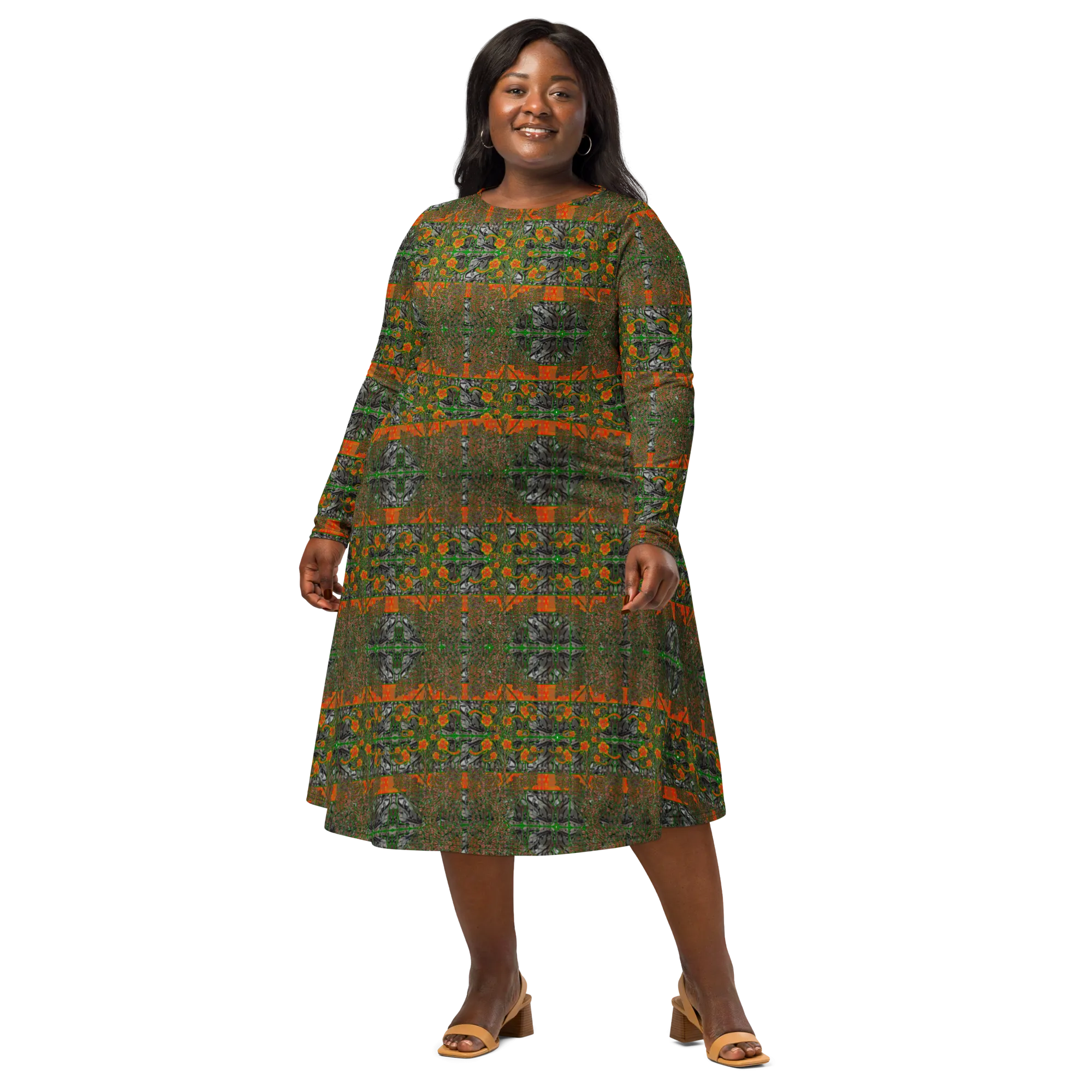 Long Sleeve Midi Dress (Her/Muliebris)(Tree Link WindSong Flower) RJSTH@Fabric#2 RJSTHS2022 RJS