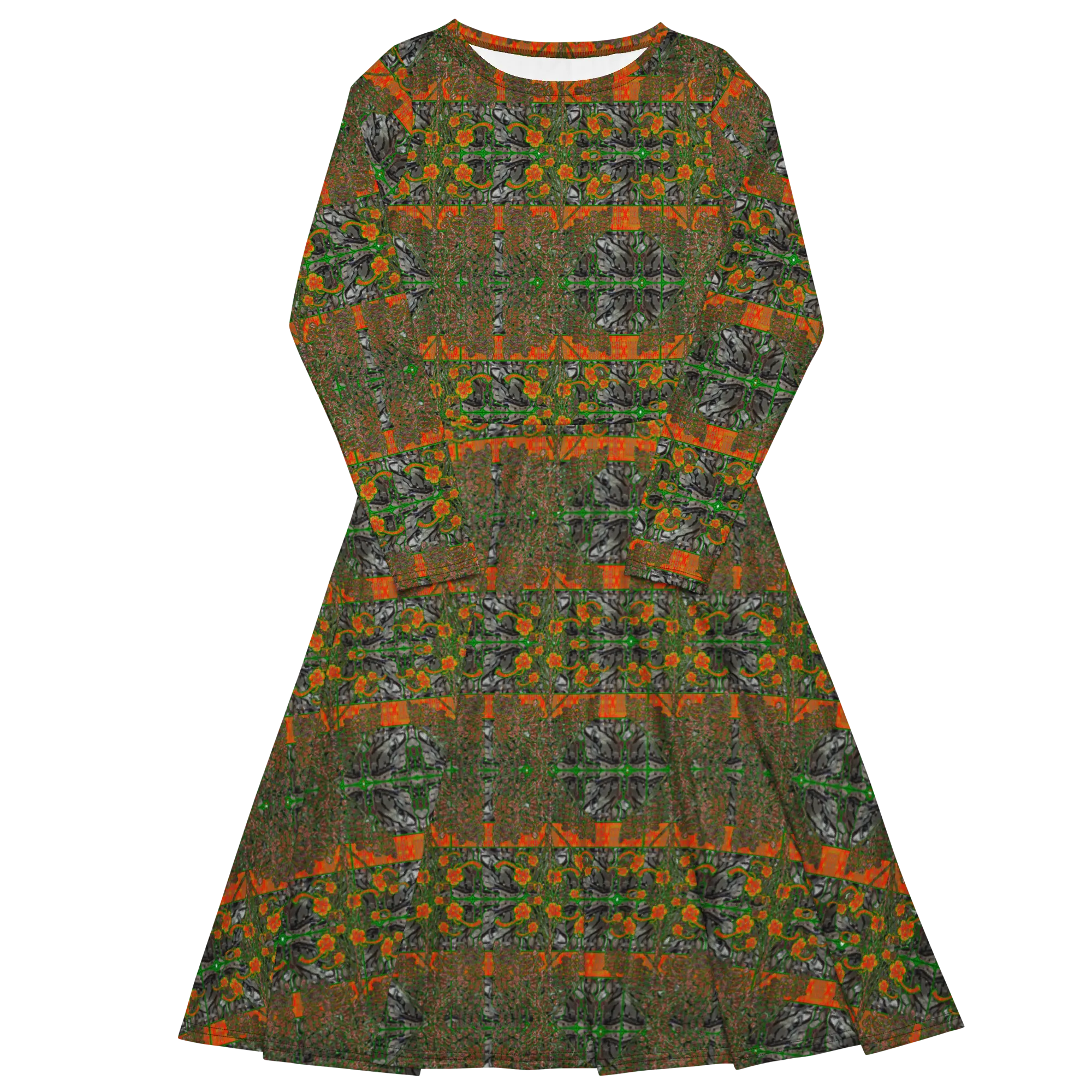 Long Sleeve Midi Dress (Her/Muliebris)(Tree Link WindSong Flower) RJSTH@Fabric#2 RJSTHS2022 RJS