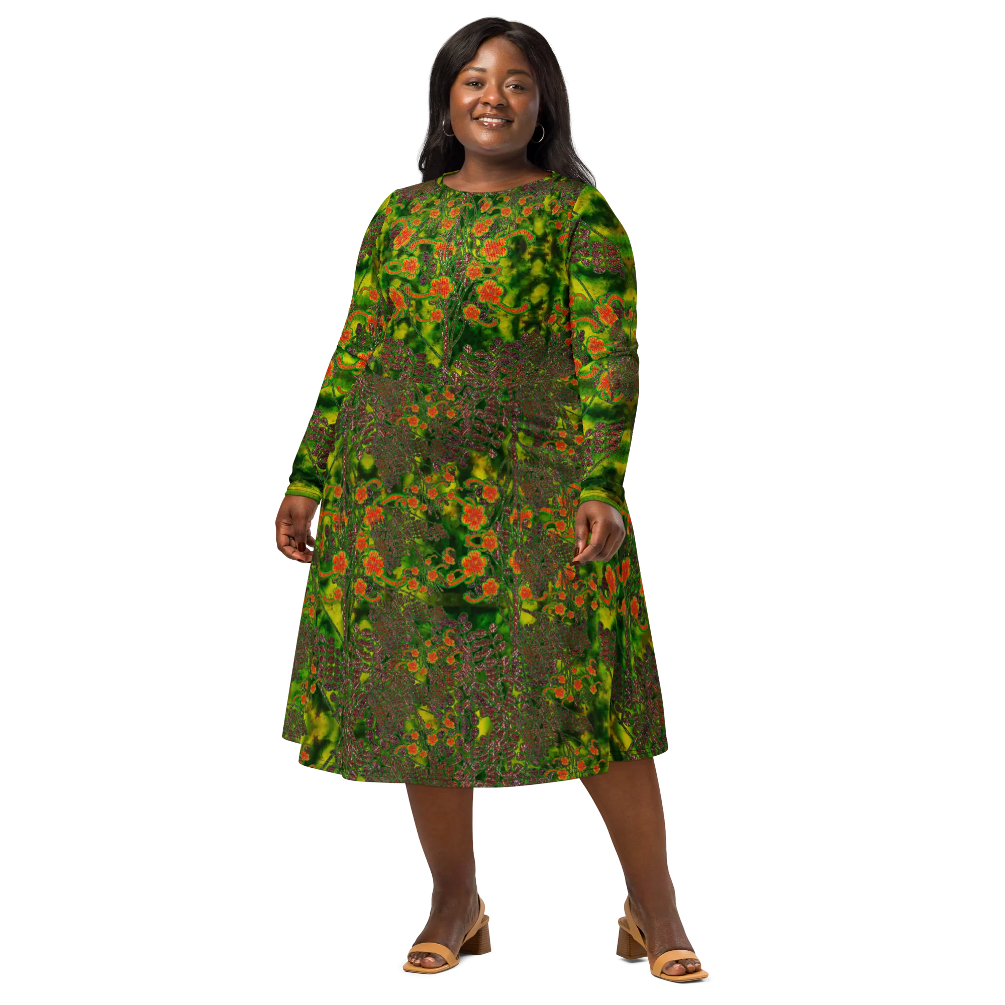 Long Sleeve Midi Dress (Her/Muliebris)(WindSong Flower) RJSTH@Fabric#3 RJSTHS2022 RJS