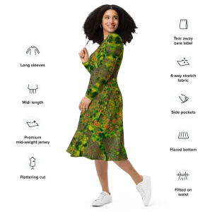 Long Sleeve Midi Dress (Her/Muliebris)(WindSong Flower) RJSTH@Fabric#3 RJSTHS2022 RJS