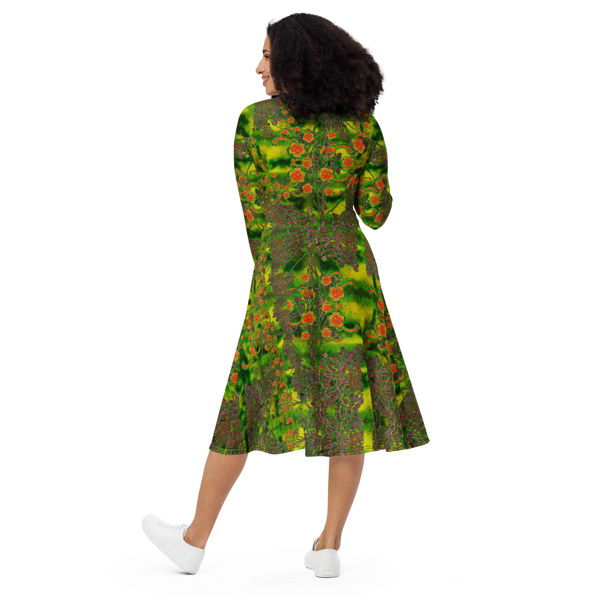 Long Sleeve Midi Dress (Her/Muliebris)(WindSong Flower) RJSTH@Fabric#3 RJSTHS2022 RJS