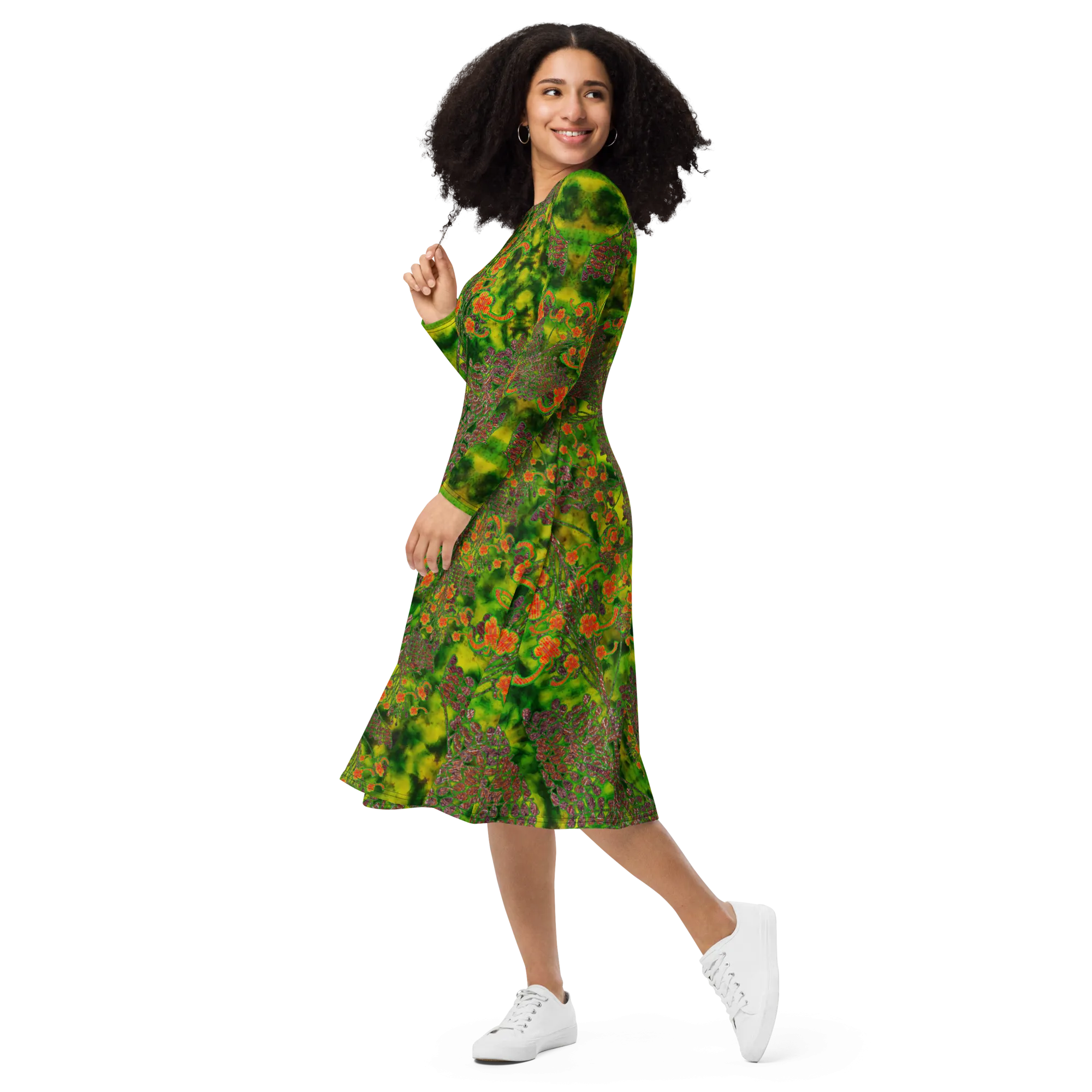 Long Sleeve Midi Dress (Her/Muliebris)(WindSong Flower) RJSTH@Fabric#3 RJSTHS2022 RJS