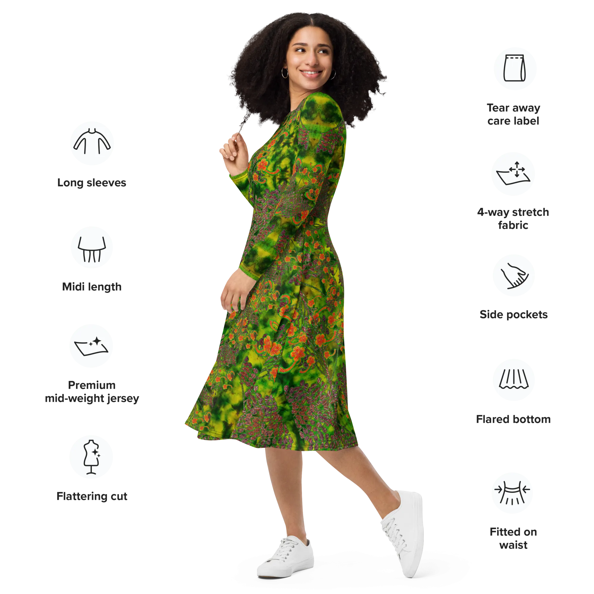 Long Sleeve Midi Dress (Her/Muliebris)(WindSong Flower) RJSTH@Fabric#3 RJSTHS2022 RJS