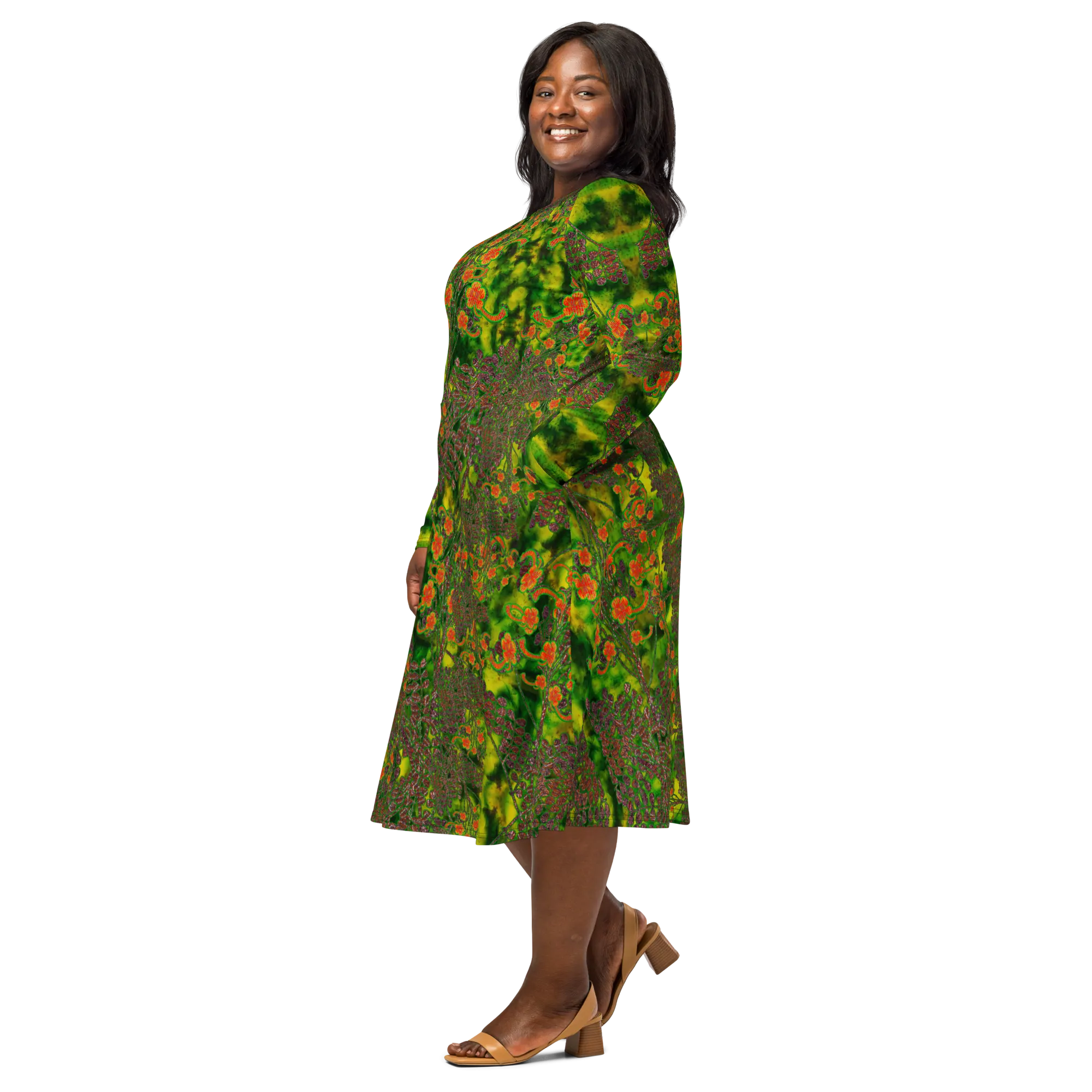 Long Sleeve Midi Dress (Her/Muliebris)(WindSong Flower) RJSTH@Fabric#3 RJSTHS2022 RJS
