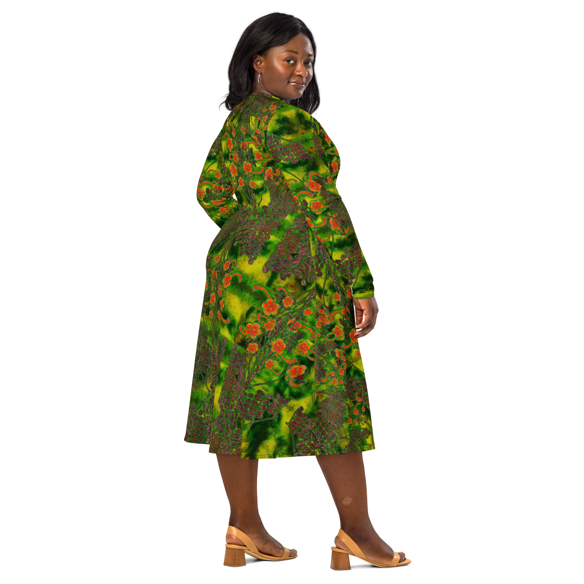 Long Sleeve Midi Dress (Her/Muliebris)(WindSong Flower) RJSTH@Fabric#3 RJSTHS2022 RJS
