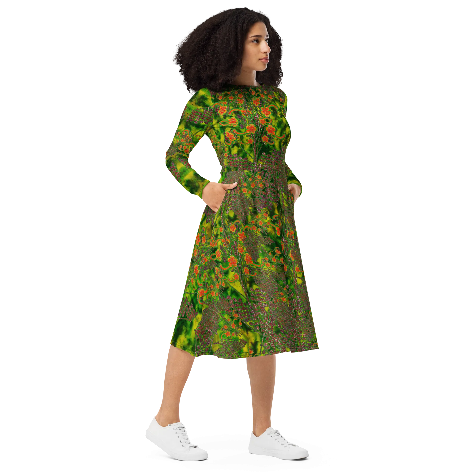 Long Sleeve Midi Dress (Her/Muliebris)(WindSong Flower) RJSTH@Fabric#3 RJSTHS2022 RJS