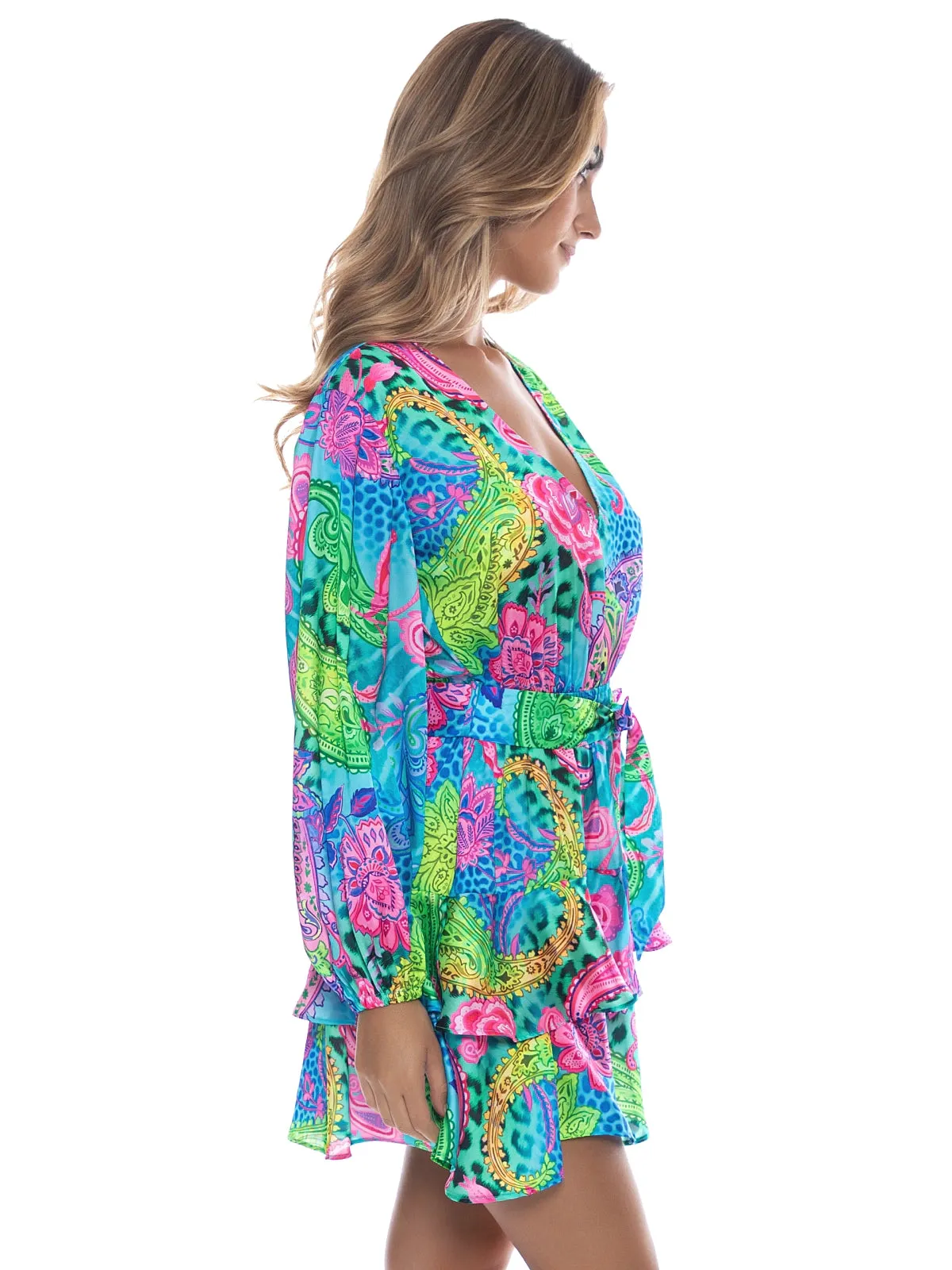 Long Sleeve Tiered Ruffle Mini Dress