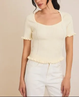 Lorraine Quarter Sleeve Knit Ruffle Top (Assorted)