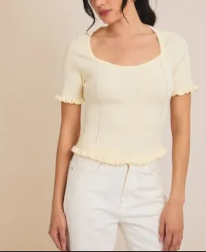 Lorraine Quarter Sleeve Knit Ruffle Top (Assorted)
