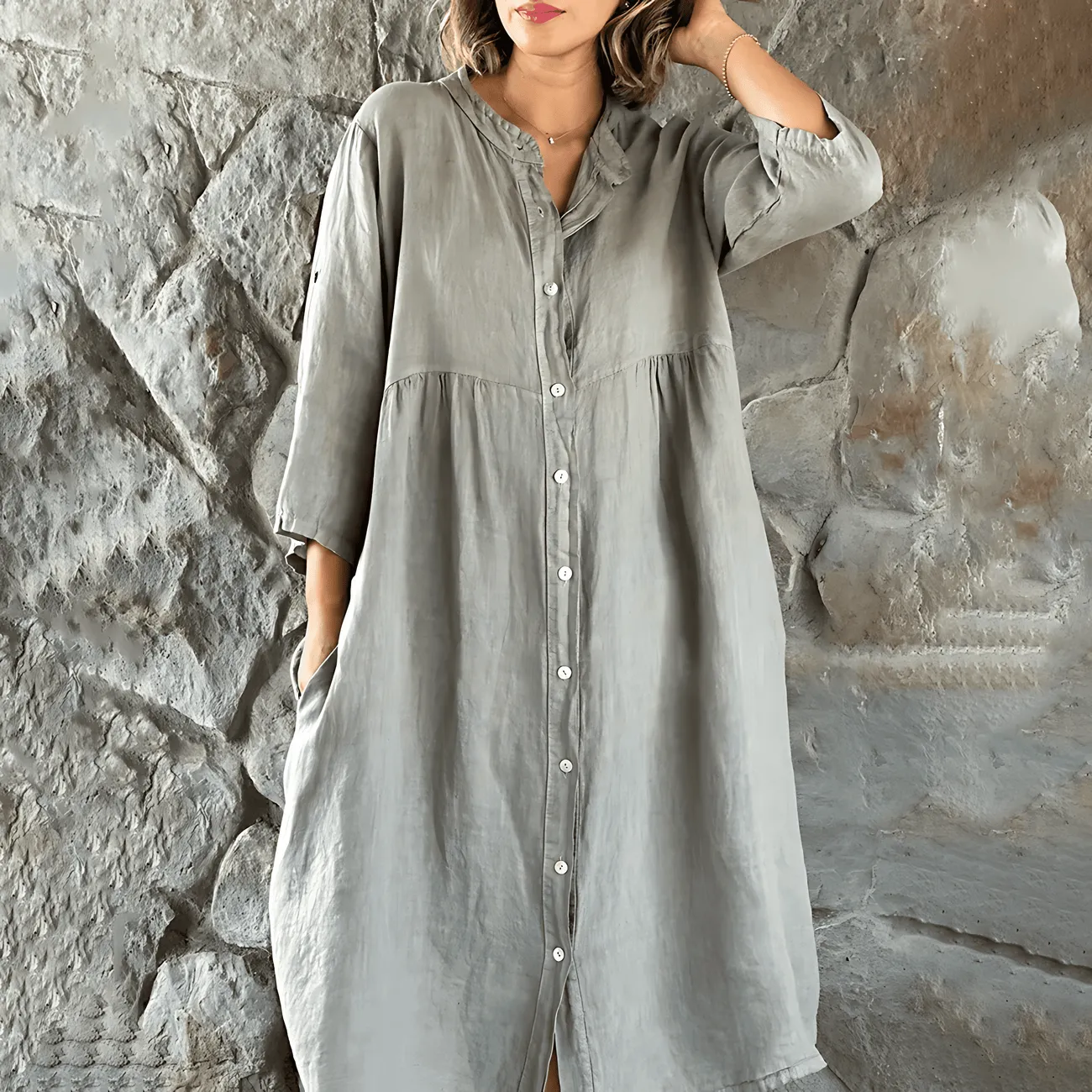 Ludmila - Chic Button Front Woman's Summer Dress