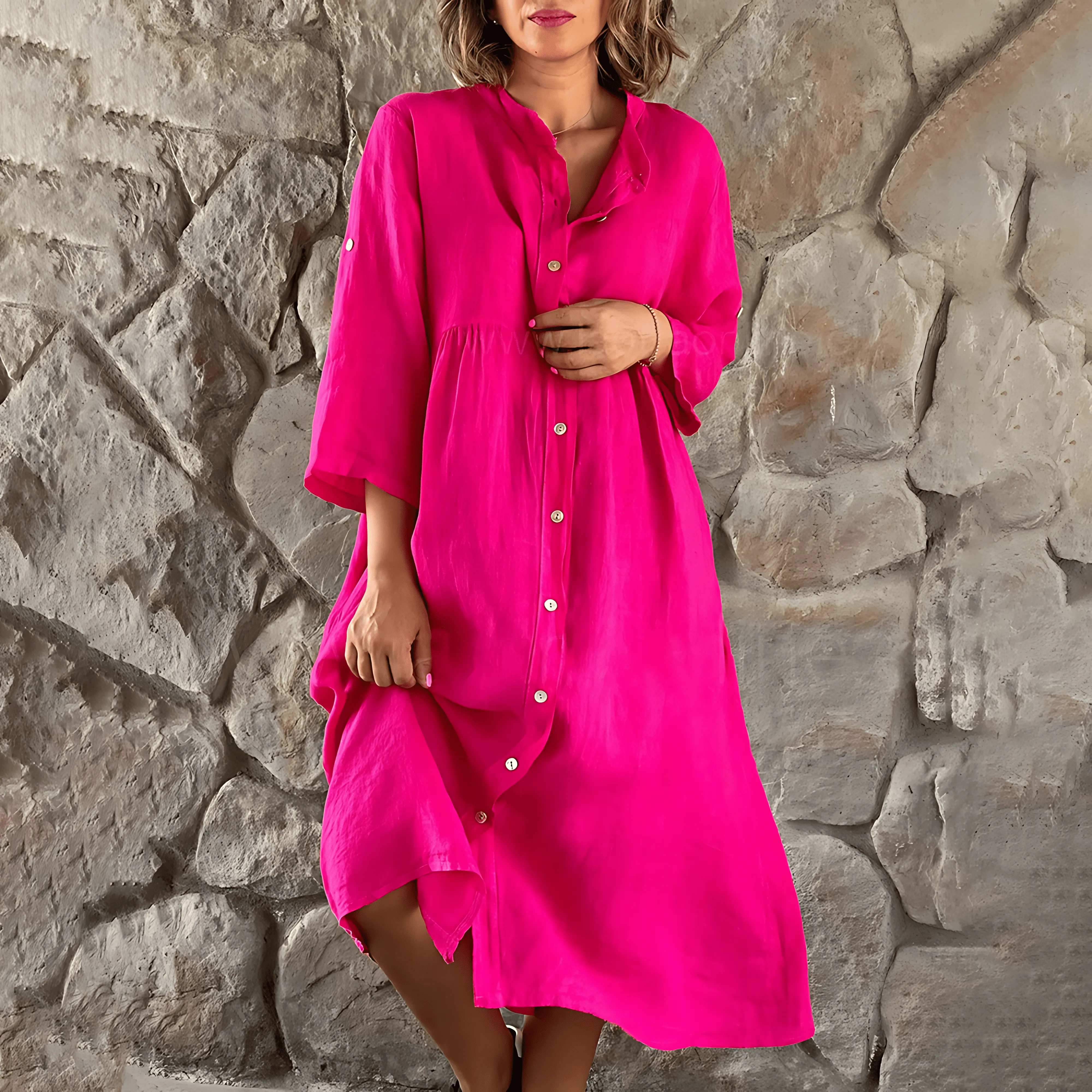 Ludmila - Chic Button Front Woman's Summer Dress