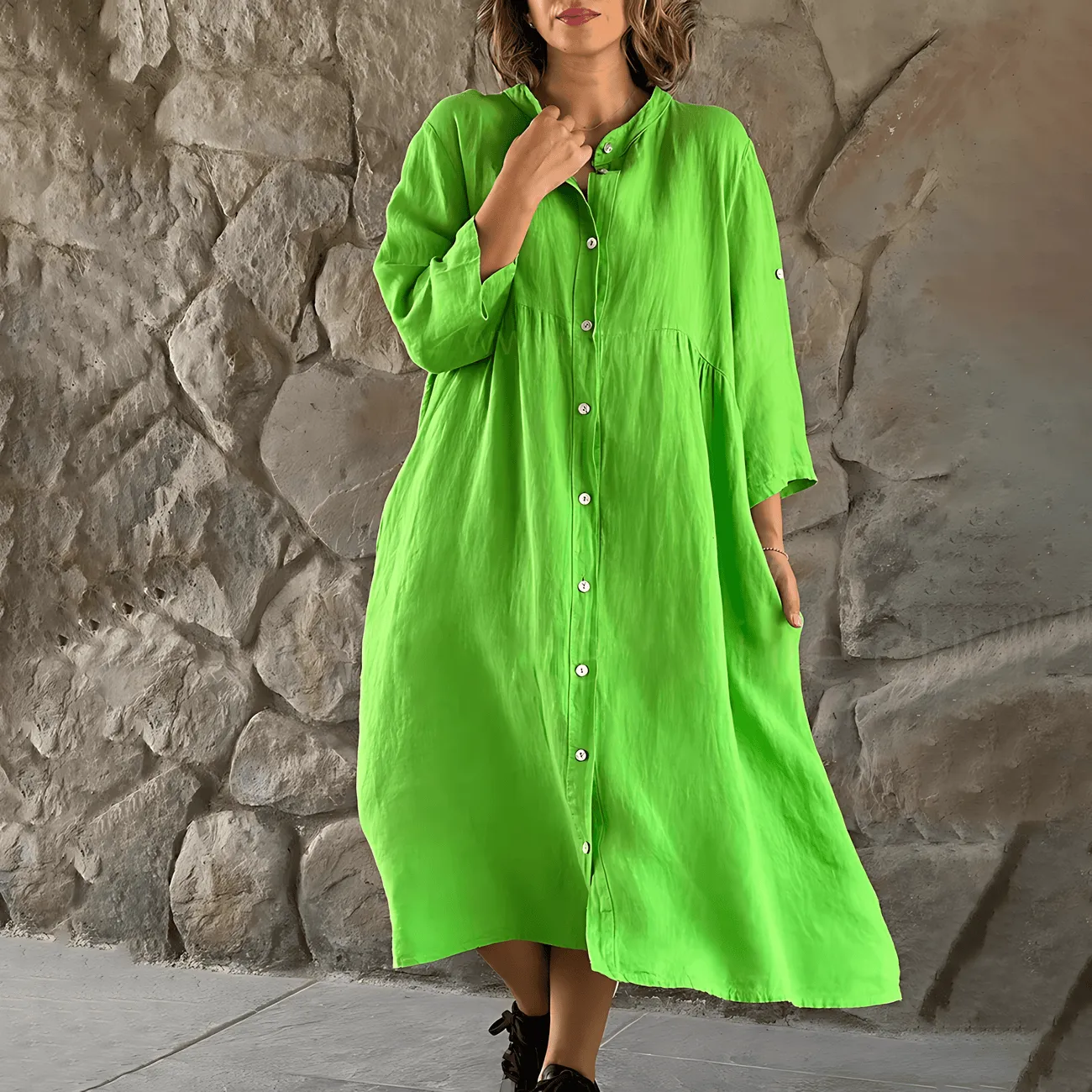 Ludmila - Chic Button Front Woman's Summer Dress