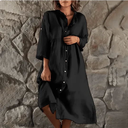 Ludmila - Chic Button Front Woman's Summer Dress