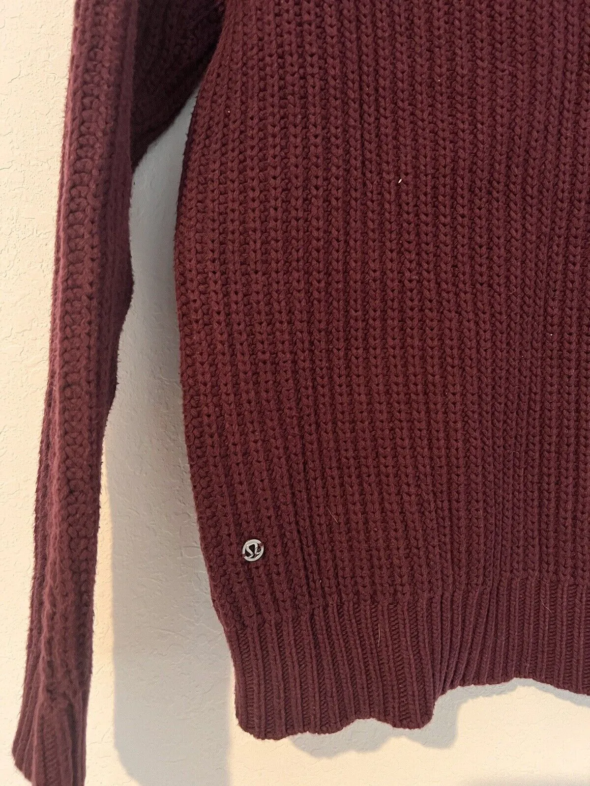 LULULEMON Bring The Cozy Home Cable Knit Oversized Burgundy Sweater