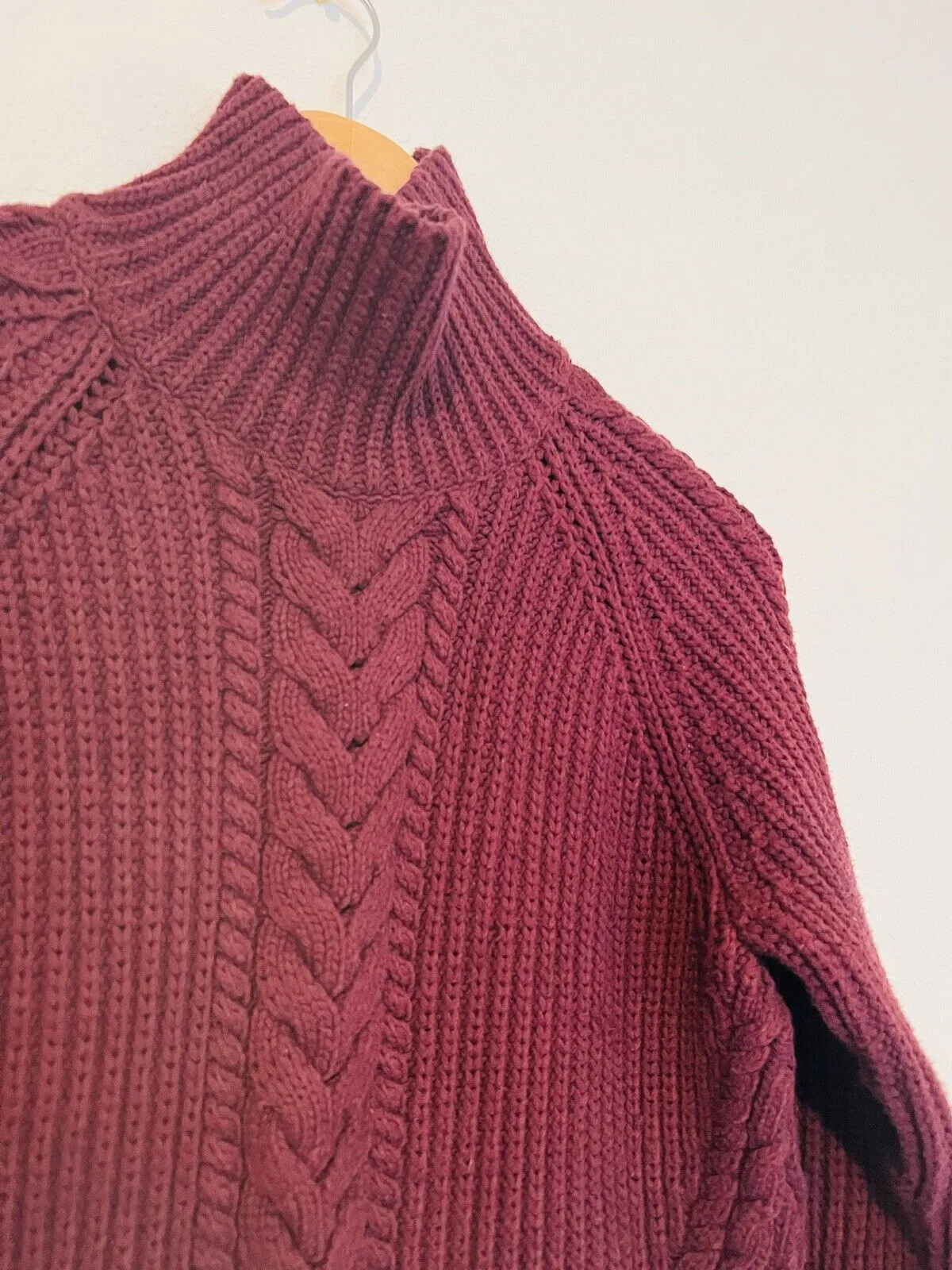LULULEMON Bring The Cozy Home Cable Knit Oversized Burgundy Sweater