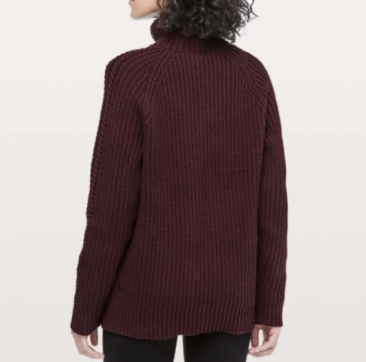 LULULEMON Bring The Cozy Home Cable Knit Oversized Burgundy Sweater