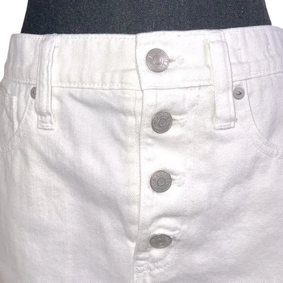Madewell Rigid Denim A-Line Mini Skirt in Tile White: Button-Front Edition 26