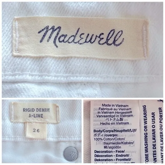 Madewell Rigid Denim A-Line Mini Skirt in Tile White: Button-Front Edition 26