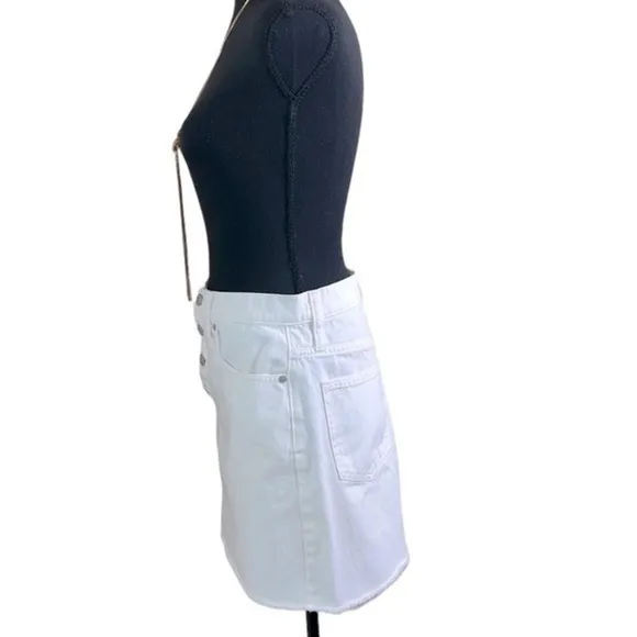 Madewell Rigid Denim A-Line Mini Skirt in Tile White: Button-Front Edition 26