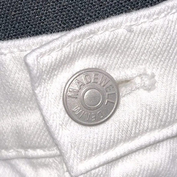 Madewell Rigid Denim A-Line Mini Skirt in Tile White: Button-Front Edition 26
