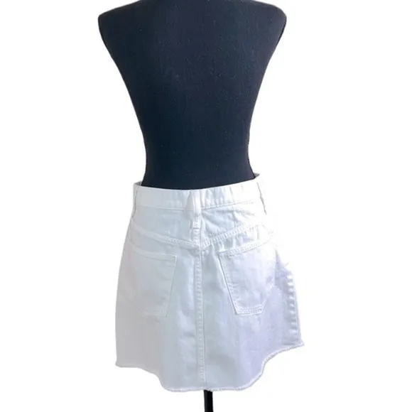 Madewell Rigid Denim A-Line Mini Skirt in Tile White: Button-Front Edition 26