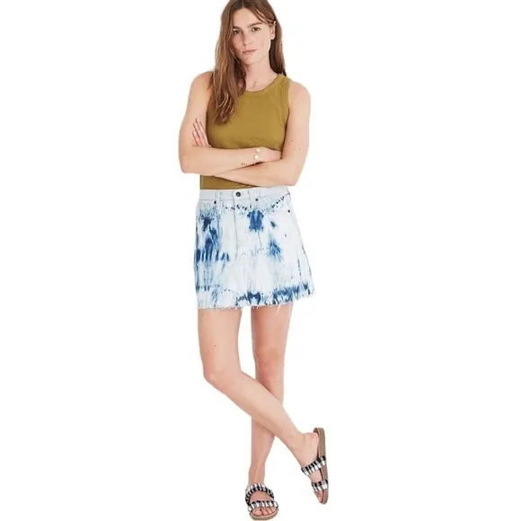 Madewell Rigid Denim A-Line Mini Skirt Tie-Dye Edition 32