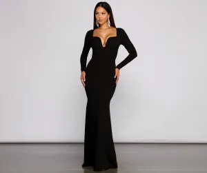 Mallory Long Sleeve Charming V Neck Formal Dress