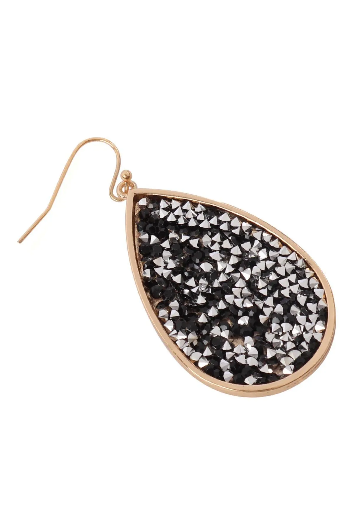 ME10311 - GLITTER FACETED STONE TEARDROP EARRINGS