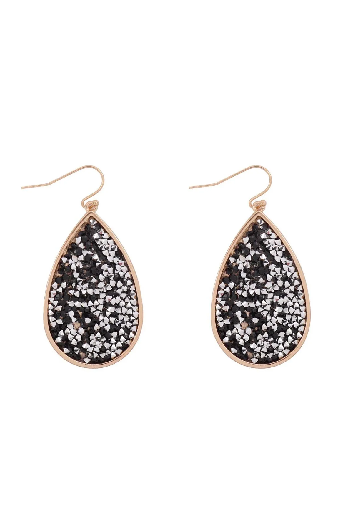 ME10311 - GLITTER FACETED STONE TEARDROP EARRINGS