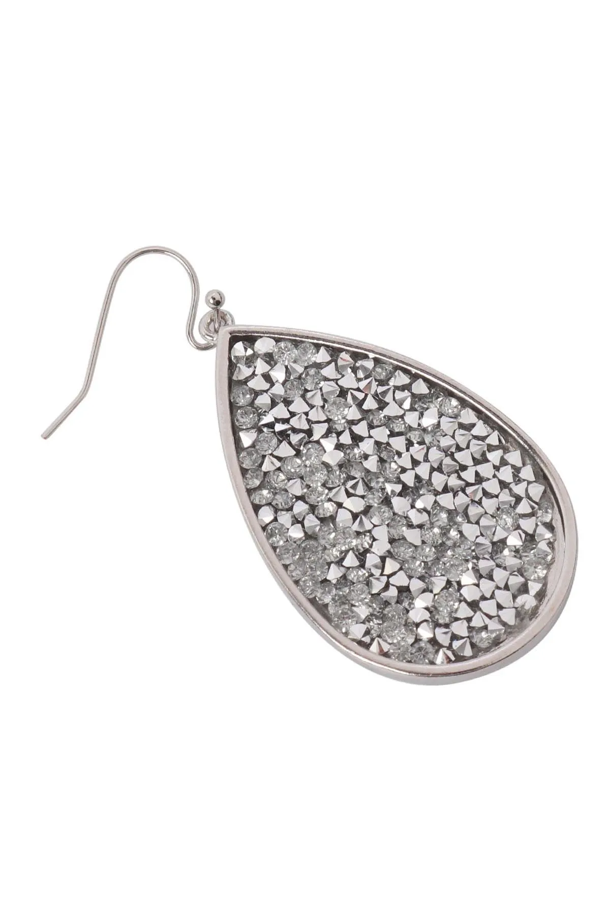 ME10311 - GLITTER FACETED STONE TEARDROP EARRINGS