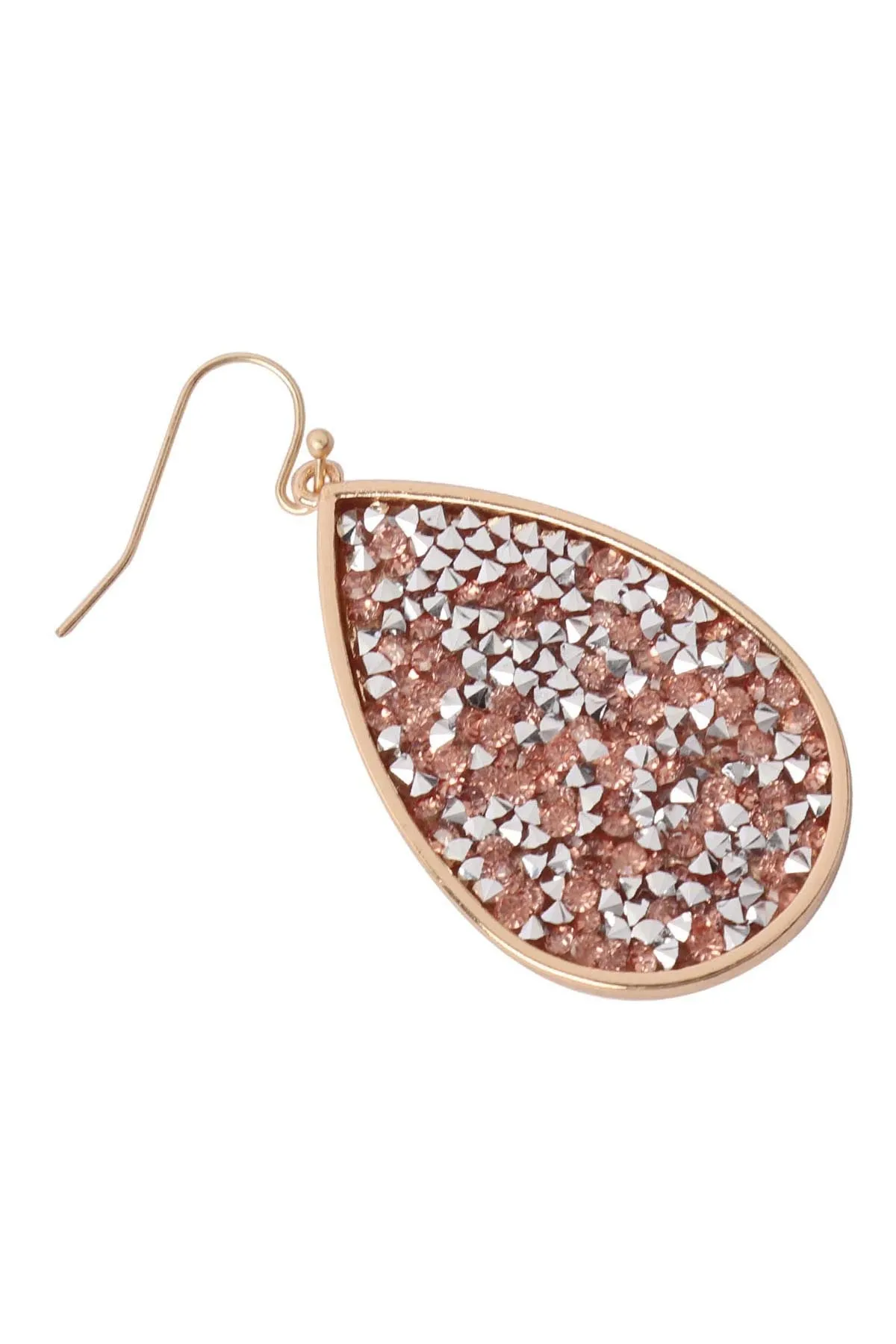 ME10311 - GLITTER FACETED STONE TEARDROP EARRINGS