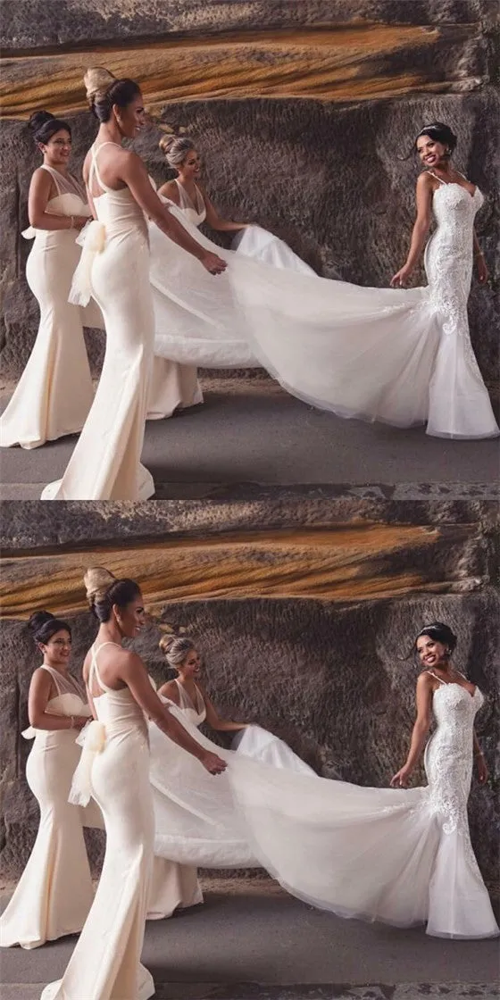 Mermaid Deep V-Neck Long Cheap Bridesmaid Dresses with Bow, QB0018