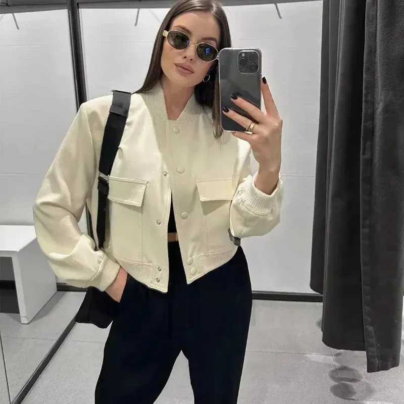 Minimalist Cropped Bomber Jacket | Tailored Edge | Effortless Chic